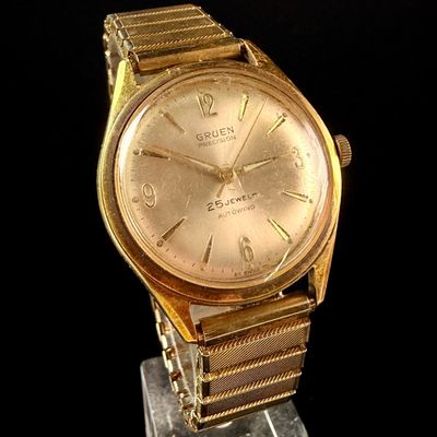 Sale Photo Thumbnail #93: Gruen Precision Autowind 25 Jewels Gold Tone Automatic Wristwatch