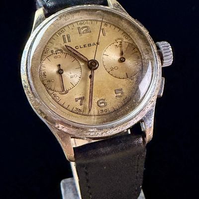 Sale Photo Thumbnail #124: Clebar Manual Wind Two Register Chronograph Wristwatch