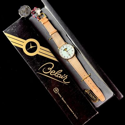 Sale Photo Thumbnail #8: Belair Moonphase Quartz Wristwatch with Case and Tags