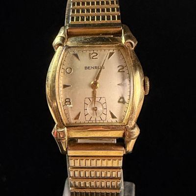 Sale Photo Thumbnail #151: Benrus 10K Rolled Gold Plate Manual Wind Wristwatch with Fancy Lugs