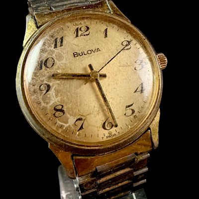 Sale Photo Thumbnail #103: Vintage Bulova 11 ANC Manual Wind Gold Tone Wristwatch