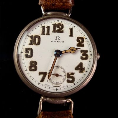 Sale Photo Thumbnail #127: Early 20th Century Omega WW1 0.900 Silver Trench Watch