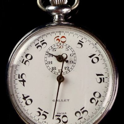 Sale Photo Thumbnail #148: Gallet Swiss Seven Jewel Open Face Pocket Stopwatch