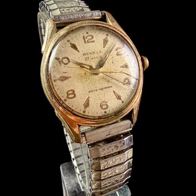 Sale Photo Thumbnail #64: Benrus Series 2155 21 Jewel Gold Electroplated Wristwatch