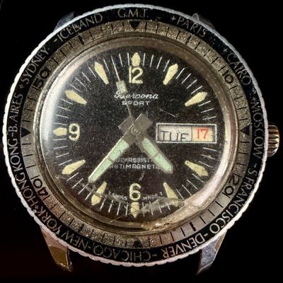 Sale Photo Thumbnail #164: Vintage Bercona Sport World Time GMT Day-Date Watch Head