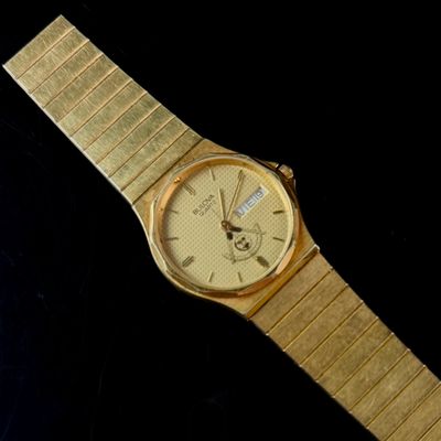 Sale Photo Thumbnail #25: Bulova Masonic Emblem Quartz Day-Date Integrated Bracelet Wristwatch