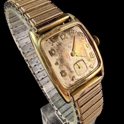 Sale Photo Thumbnail #41: Elgin 10K Rolled Gold Plate Bezel Mechanical Wristwatch with Expansion Band