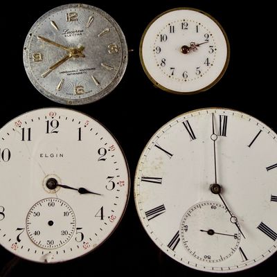 Sale Photo Thumbnail #122: An Assortment of Antique and Vintage Pocket Watch and Wristwatch Movements and Dials including Elgin and Lucerne
