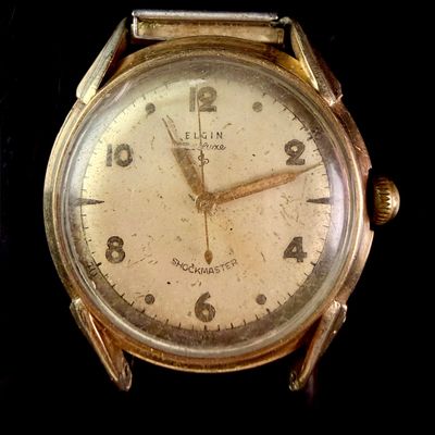 Sale Photo Thumbnail #100: Elgin DeLuxe Shockmaster 10K Gold Filled Men's Wristwatch