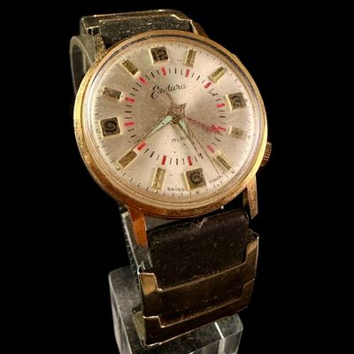 Sale Photo Thumbnail #81: Endura Swiss Manual Wind Alarm Wristwatch with Integrated Expanding Strap