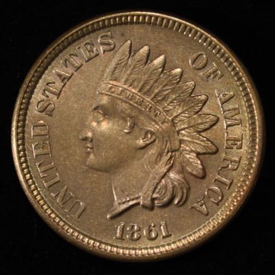 1861 INDIAN CENT GEM BU