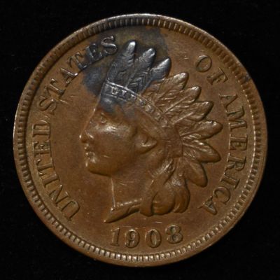 1908-S INDIAN HEAD CENT AU/BU