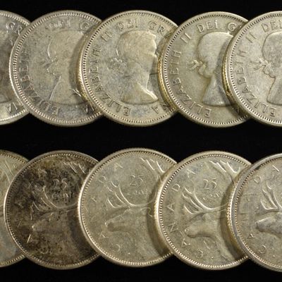 (10) 25C CANADIAN 92.5% SILVER