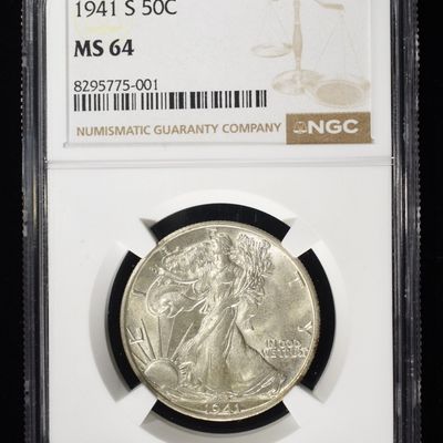 1941-S WALKING LIBERTY 50C NGC MS64