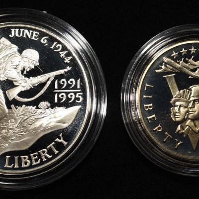 1991-1995 WWII 50TH ANNIV COMMEM PROOF 2-COIN SET
