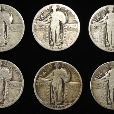 (6) STANDING LIBERTY QUARTERS, 1925-1930