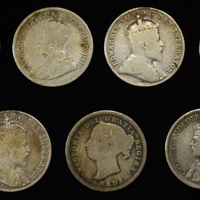 (7) 92.5% SILVER CANADIAN 10 CENTS