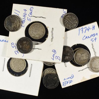 (12) 92.5% SILVER CANADIAN 5 CENTS