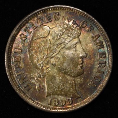 1899 BARBER DIME GEM BU COLOR
