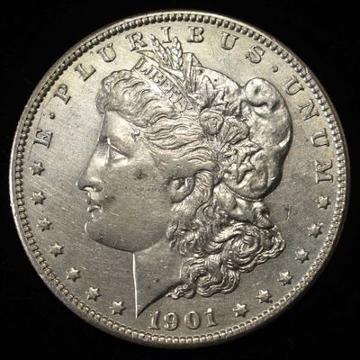 1901-S MORGAN DOLLAR AU CLEANED