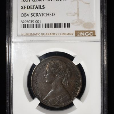 1861 GREAT BRITAIN PENNY NGC XF DETAILS