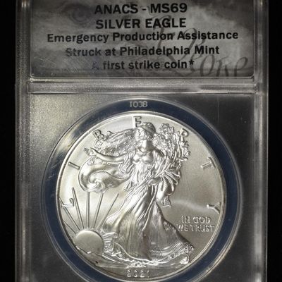 2021 (P) AMERICAN SILVER EAGLE  ANACS MS69
