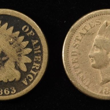 1859, 1860, 1862 & 1863 CLEANED INDIAN CENTS