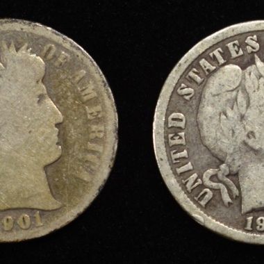 1898, 1899, 1901 & 1902 BARBER DIMES