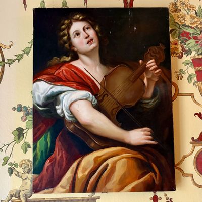 S. K. Smith Oil on Canvas After Guido Reni Saint Cecilia