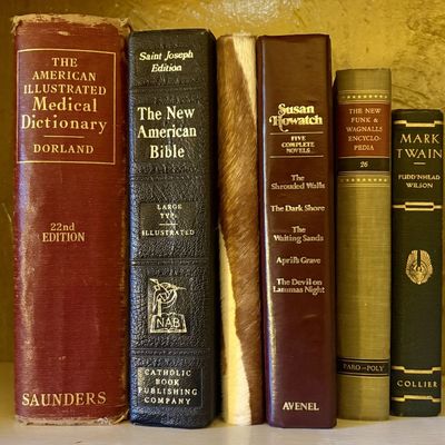 A Collection of Six Hardcover Volumes including Dorland Medical Dictionary and Mark Twain