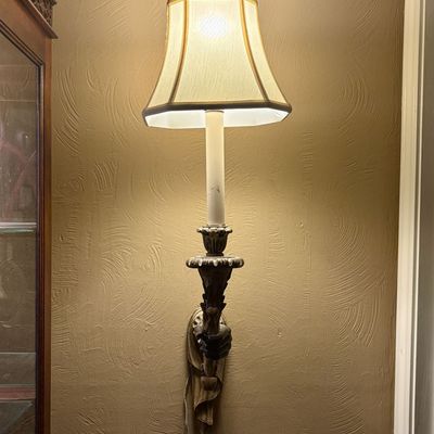 Figural Gilt and Polychrome Resin Wall Sconce Hand of Glory Style