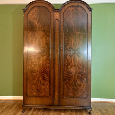 Butilux Queen Anne Style Walnut Veneered Double Wardrobe