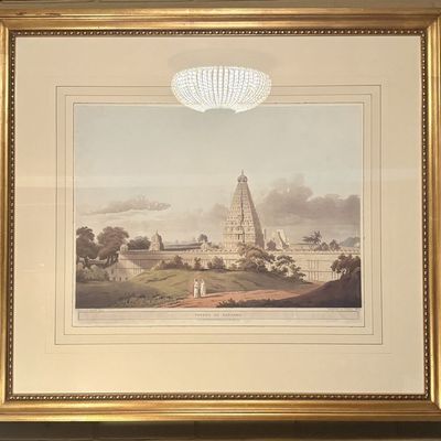 Henry Salt, Pagoda at Tanjore, Hand-Colored Aquatint, 1809