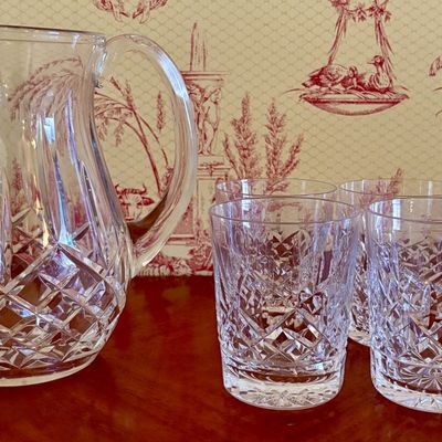 Five Piece Cut Crystal Pitcher and Tumbler Set