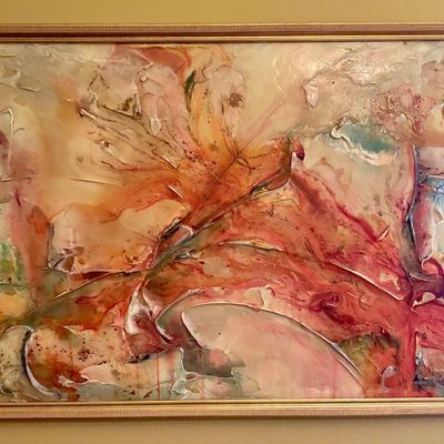 Large Scale Contemporary Abstract Floral Mixed Media Painting By Louisville Artist John Arnold