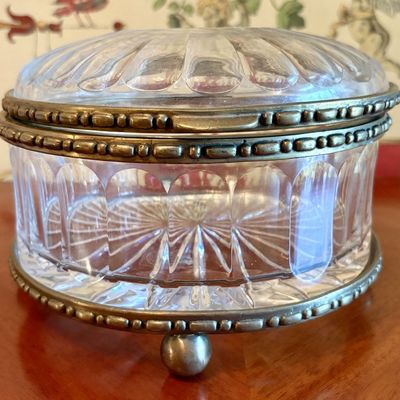 Castilian Imports Polish 24 Percent Lead Crystal and Brass Mounted Dresser Box