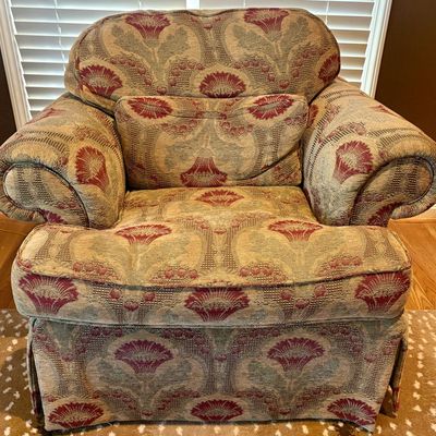 Stanford Furniture Corporation Upholstered Club Armchair with Matching Lumbar Pillow