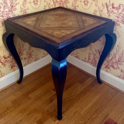 Chinoiserie Style Burl Wood Parquetry Top Card Table