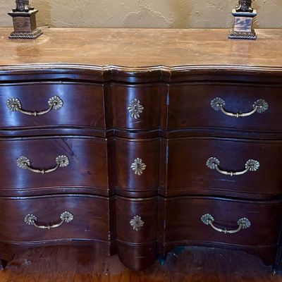 Vintage French Provincial Style Three Drawer Serpentine Chest of Drawers