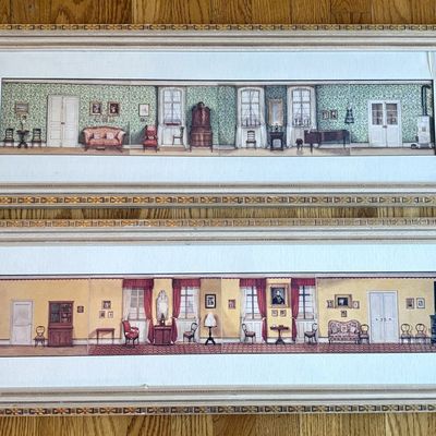 A Pair of Canadian Framed Offset Lithographs of Biedermeier Style Interiors