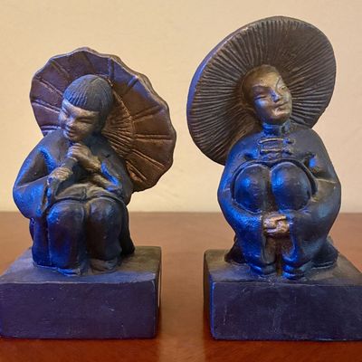 A Pair of Heavy Asian Themed Cast Resin Figurines