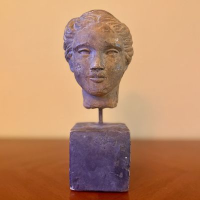 Classical Style Cast Female Head Sculpture on Plinth