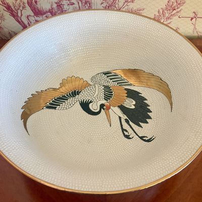 Kinder-Harris Porc. Bowl w/ Crane Motif, 1989