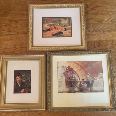 Three Framed Offset Lithographic Prints after Frederic Leighton Lawrence Alma-Tadema and Rembrandt Peale