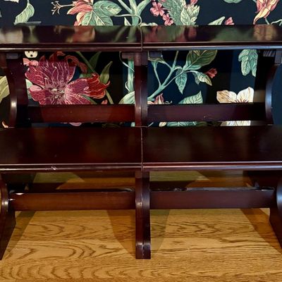 Tiered Dark Stained Wood Step Stool