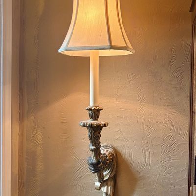 Figural Gilt and Polychrome Resin Wall Sconce Hand of Glory Style