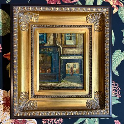 Mid-Century French School Impasto Oil on Canvas Street Scene