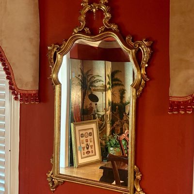Large Rococo Revival Gilt Framed Wall Mirror