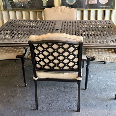 Metal Outdoor Patio Dining Set of Table and Four Armchairs