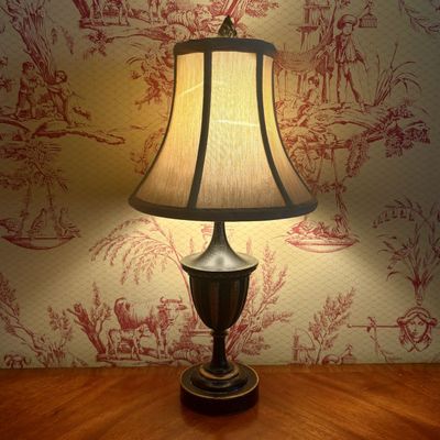 Neoclassical Urn Form Parcel Gilt and Ebonized Accent Lamp